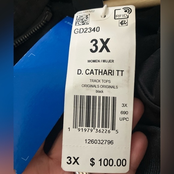 Adidas Black Long Sleeved Zip Up D. Catharine Track Top Women’s Size 3X NWT - Picture 7 of 10